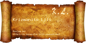 Krizmanits Lili névjegykártya
